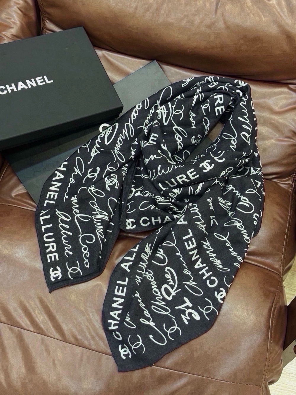 CHANEL Allure Script Silk Scarf